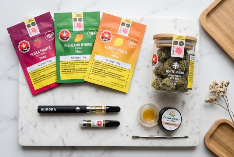 Premium cannabis products available for same-day weed delivery in Barrie including flower edibles vapes and concentrates