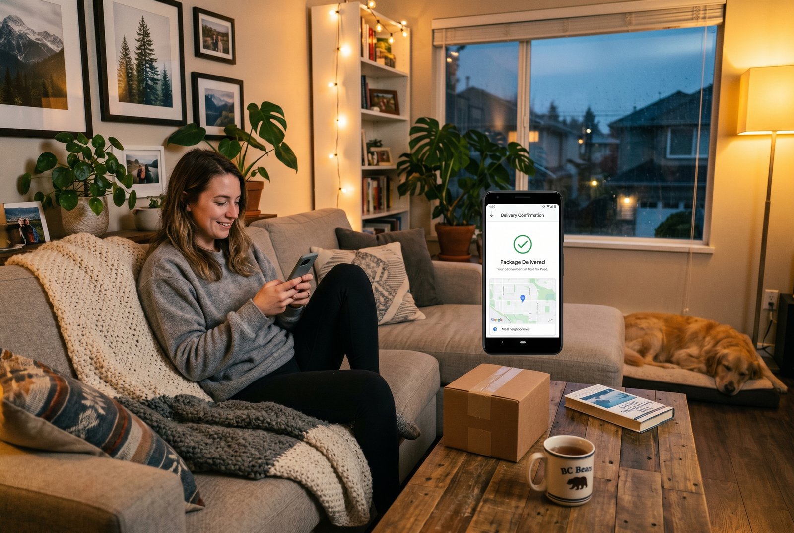 Customer relaxing at home in Barrie after receiving discreet same-day cannabis delivery from LaughBuds